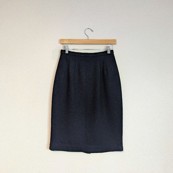 Vintage Anne Klein II Black 100% Wool Skirt - Picture 1 of 3